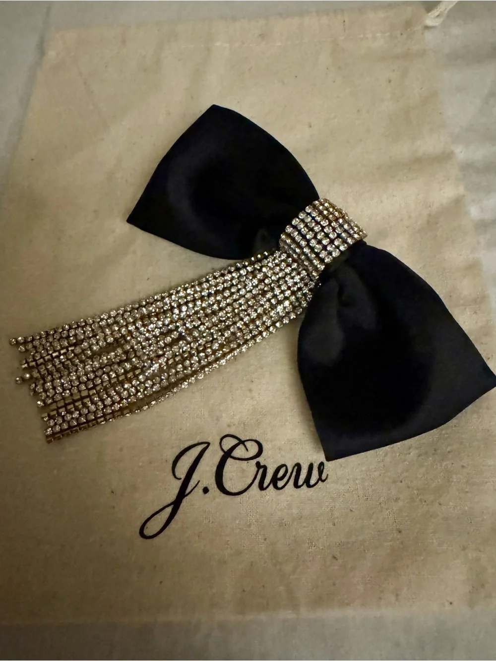 NWT J.Crew satin and rhinestone hair bow (Item CE505)